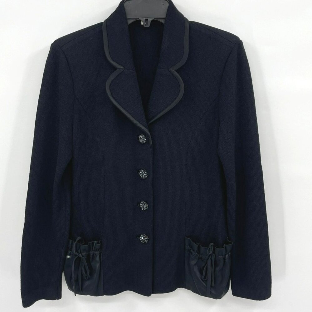 ST. John Evening Black Knit Blazer w/Jeweled Buttons